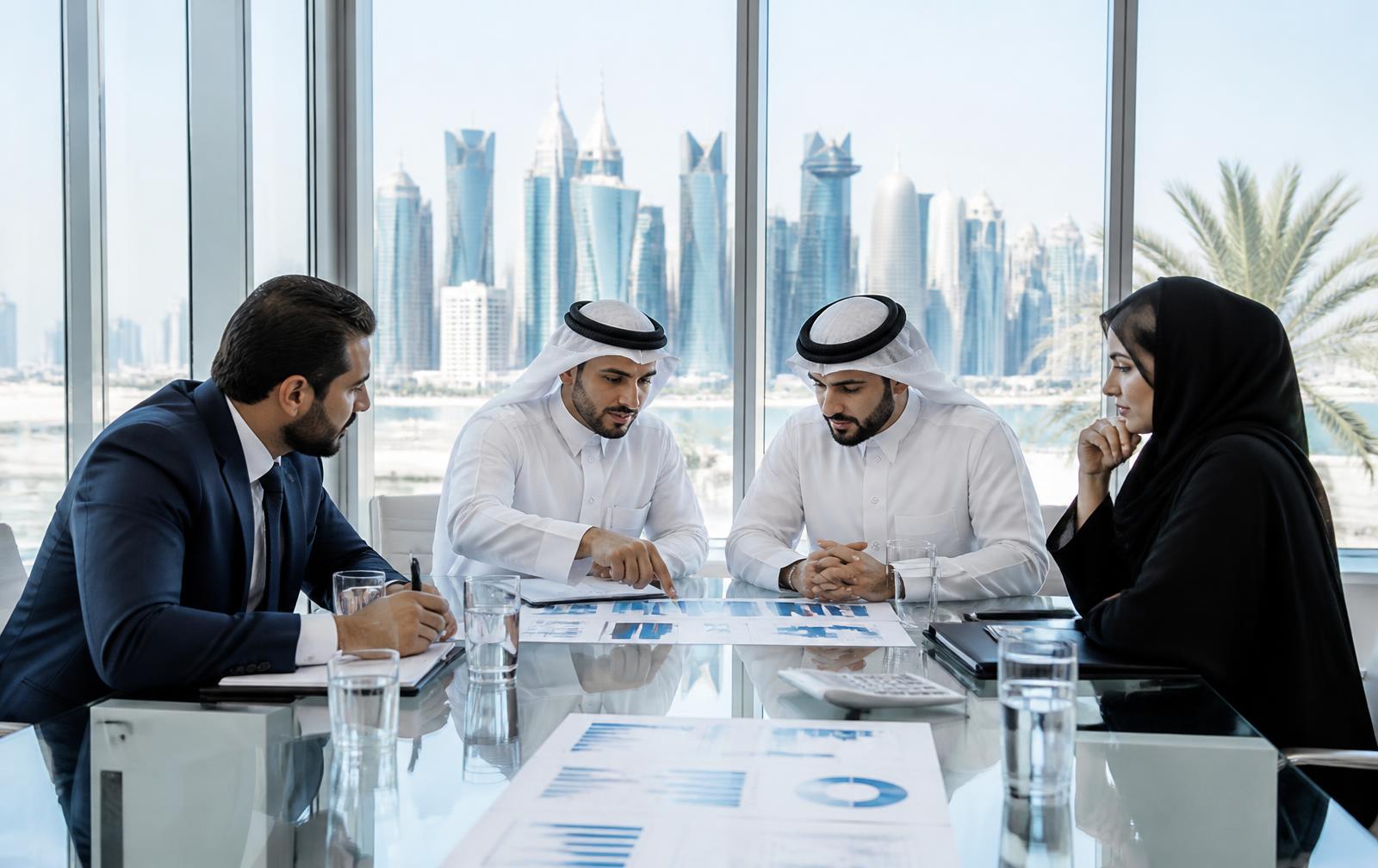 اجتماع عمل تحليلي في مكتب حديث بالدوحة